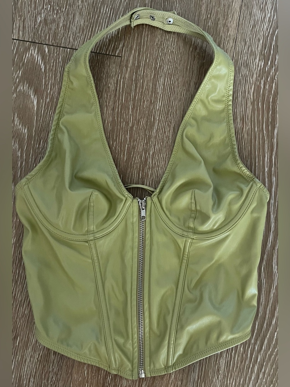 Out From Under Hot Stuff Faux Leather Halterneck Corset Size Large